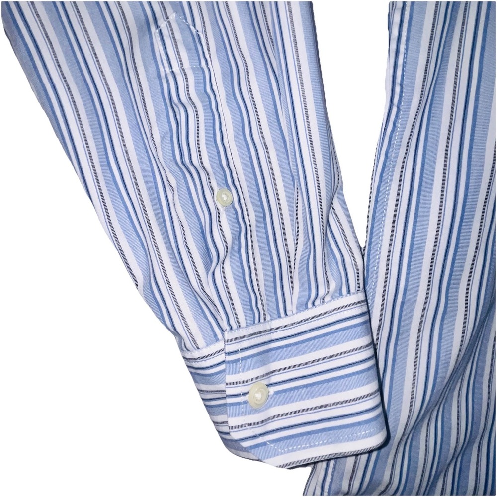 Banana Republic Mens Shirt XL Blue White Striped Long Sleeve Button Up - Picture 7 of 12
